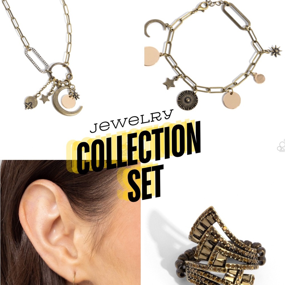 Brass and rose gold jewelry set
